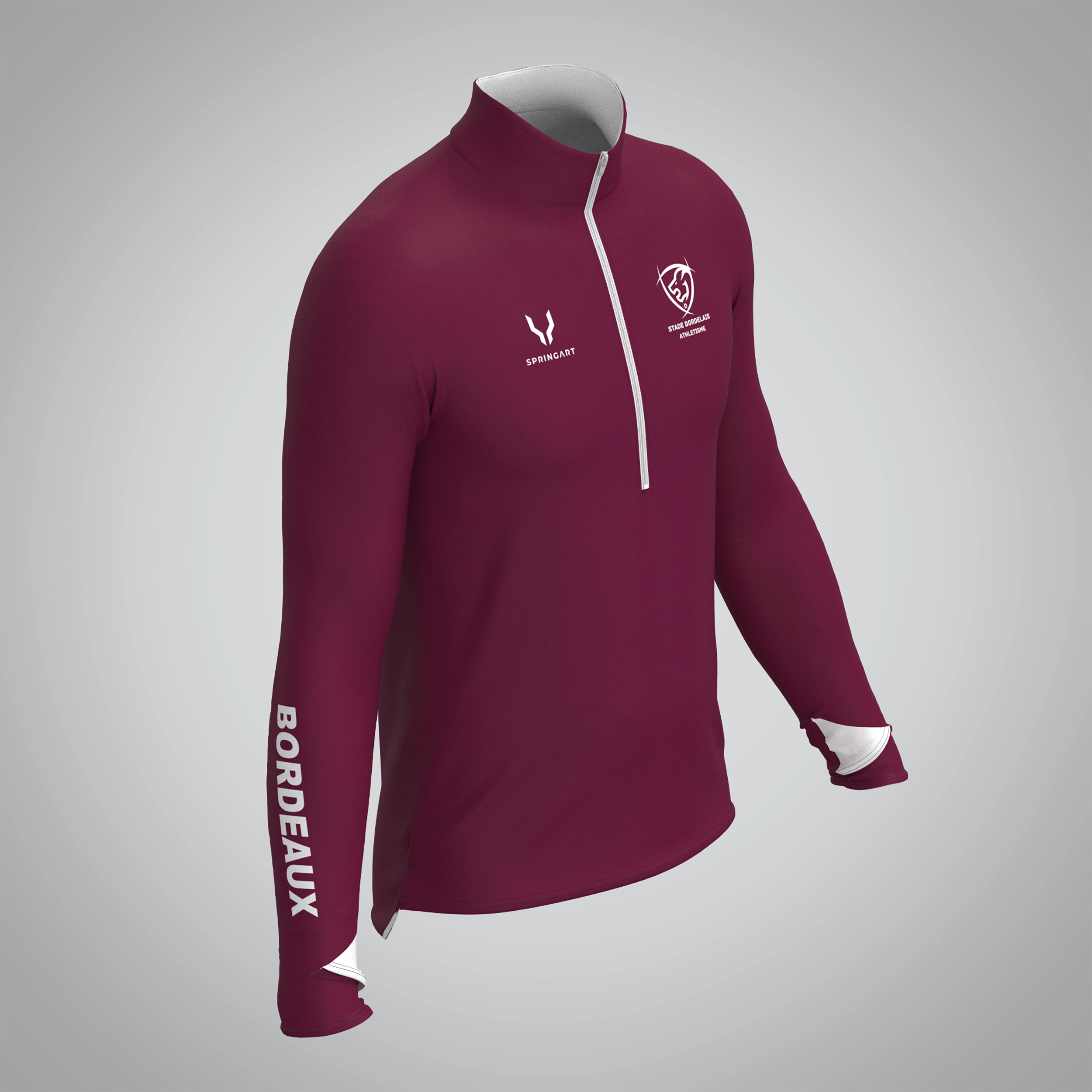 Quart Zip Homme Bordeaux Athlétisme