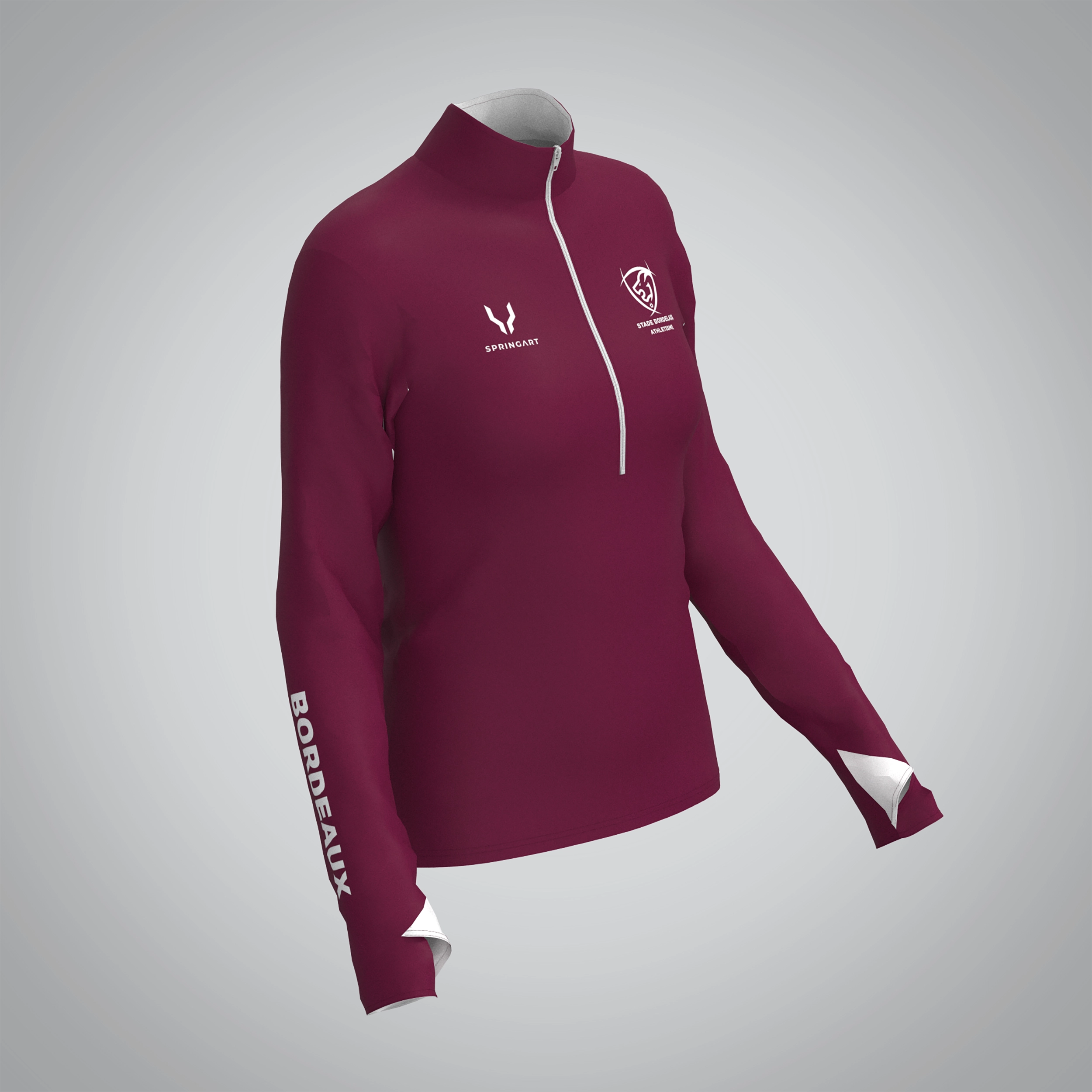 Quart Zip Femme Bordeaux Athlétisme