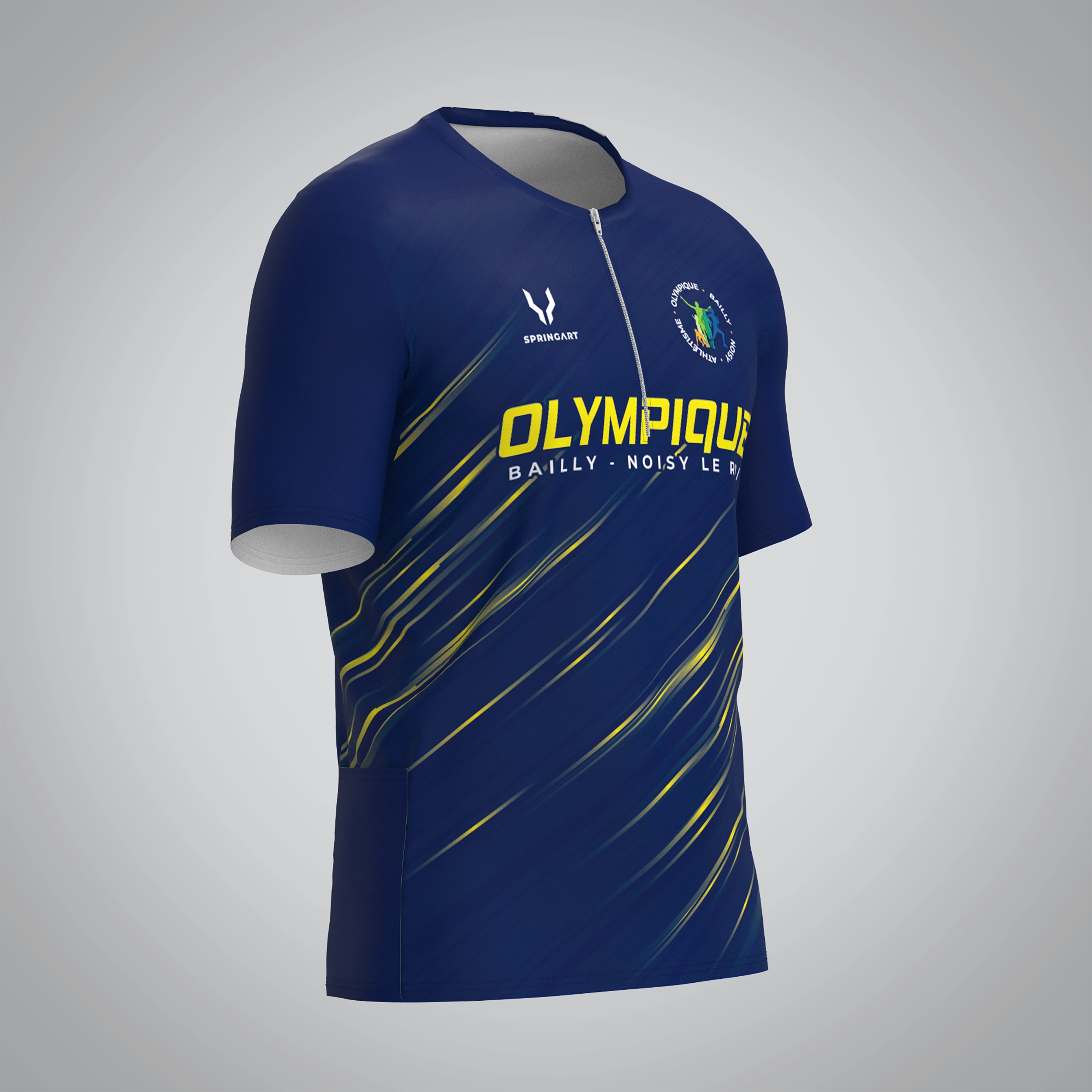 T-shirt Trail zip Homme V2.1 Olympique Bailly Noisy le Roi