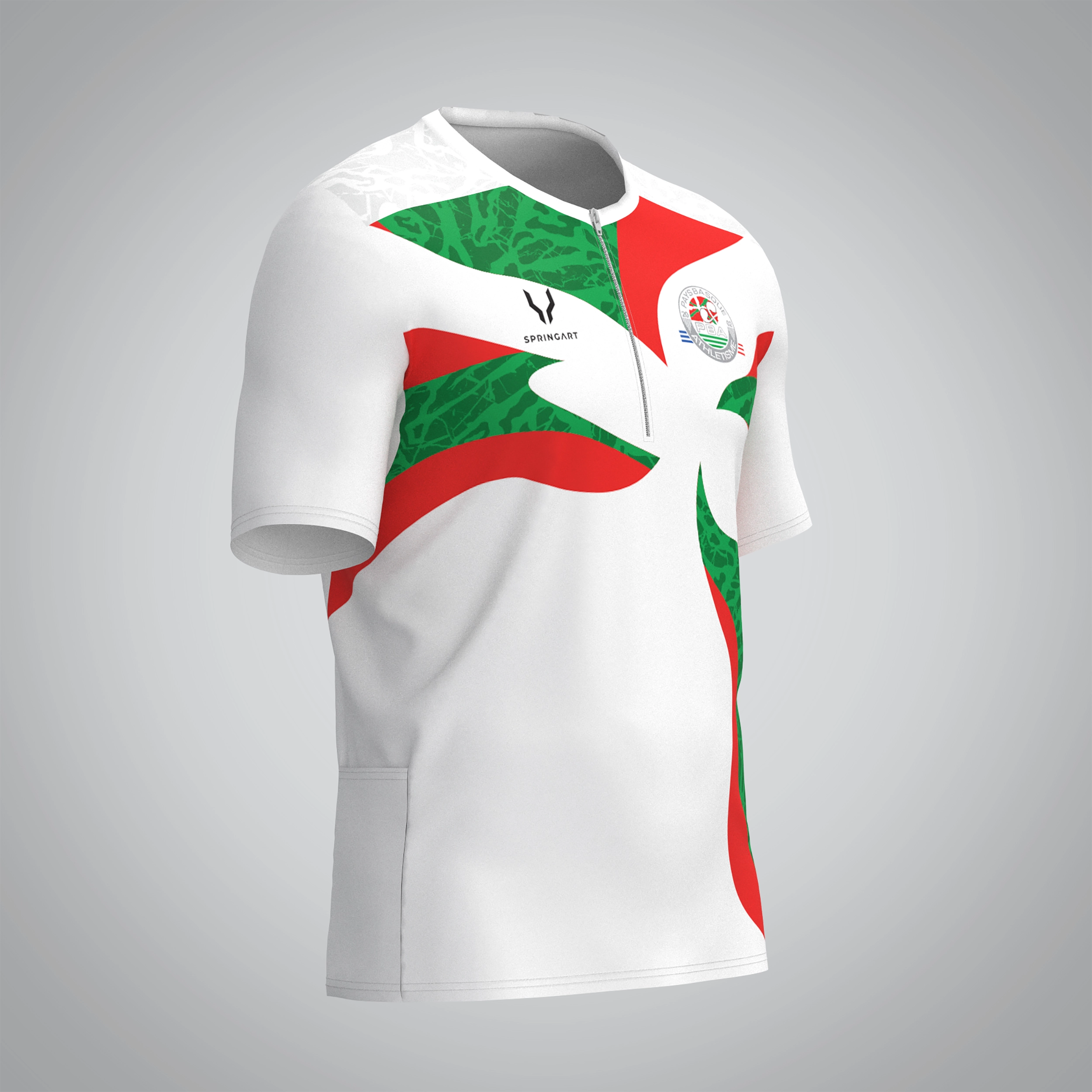 T-shirt Trail zip Homme V2.1 Pays Basque athlétisme