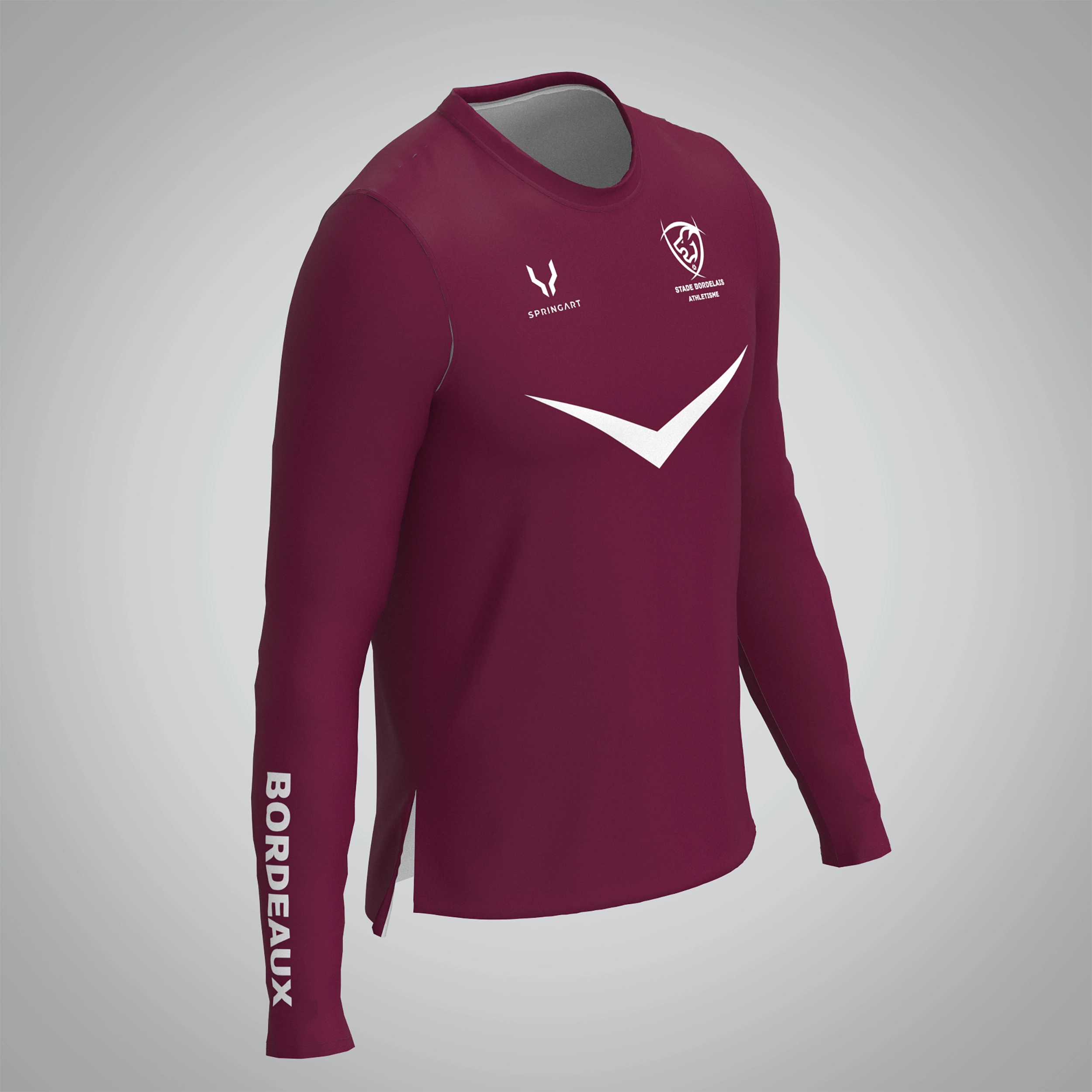 T-shirt Manches Longues Homme Bordeaux Athlétisme